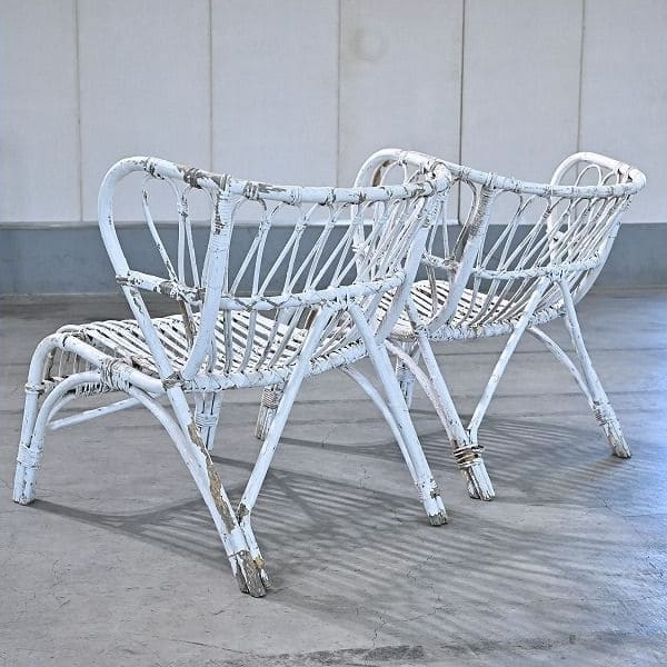 Vintage Loungechair Set von 2 Rattan