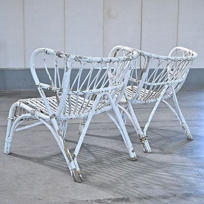 Vintage Loungechair Set von 2 Rattan