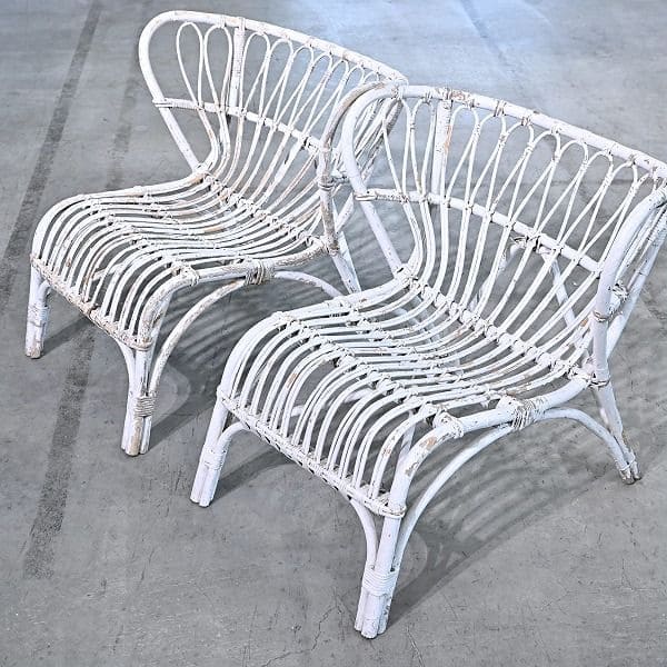 Vintage Loungechair Set von 2 Rattan