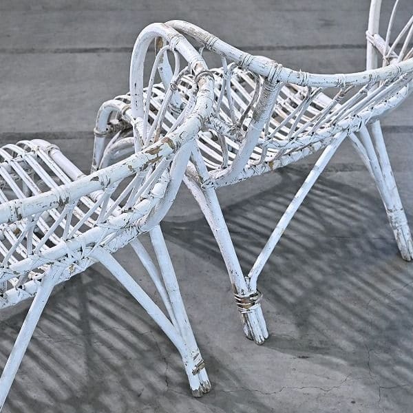 Vintage Loungechair Set von 2 Rattan