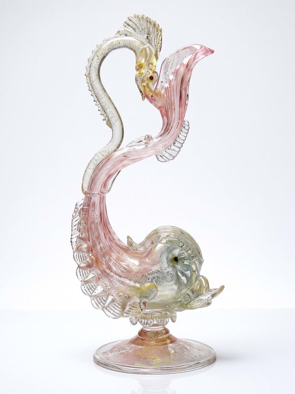 Vintage Krug "Delphin" von Antonio Salviati, Murano Glas