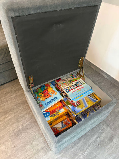 Ecksofa mit Schlaffunktion und Bettkasten von Oelsa in Grau Pre-Loved