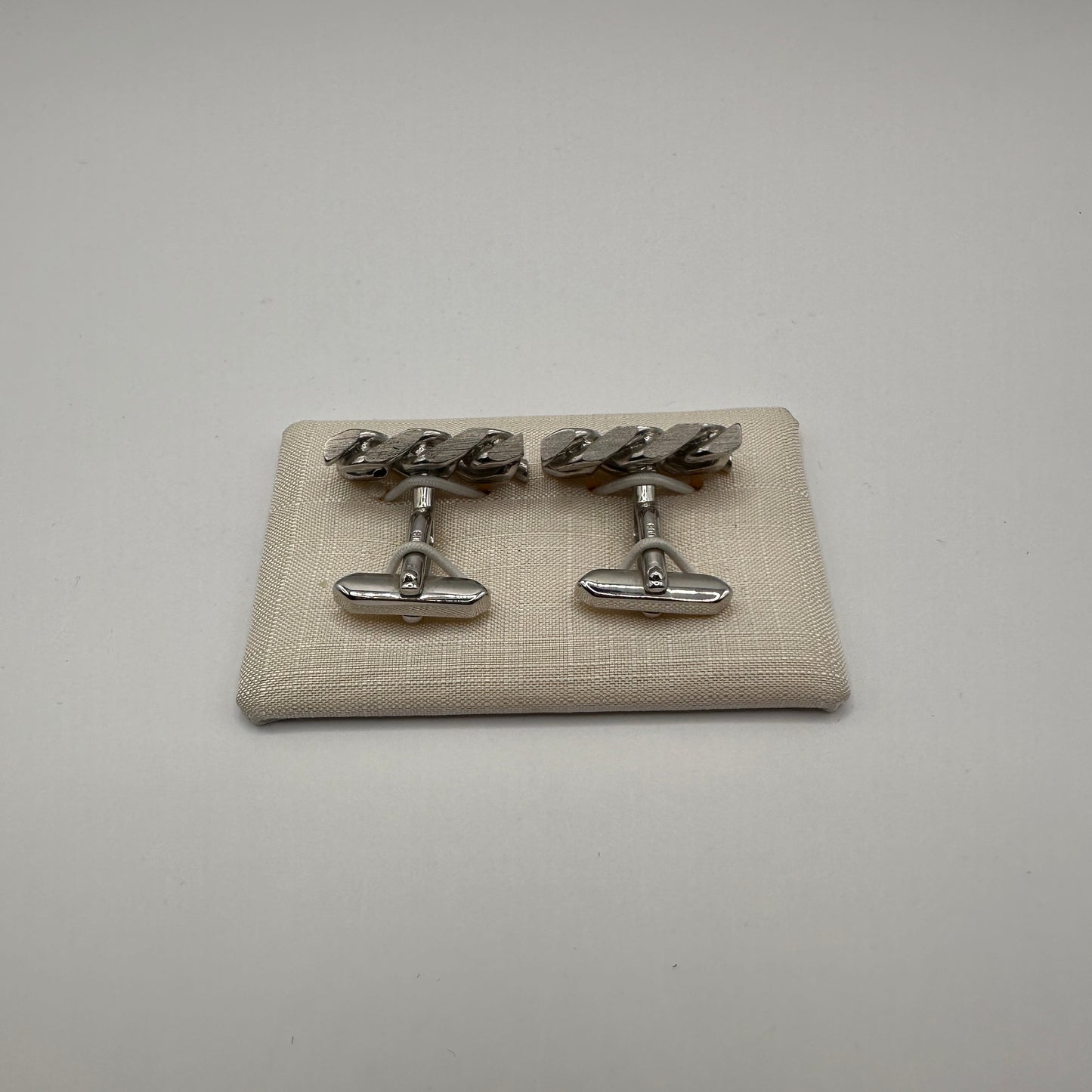 Vintage Manschettenknopf Panzerketten-Design aus 925 Sterling Silber