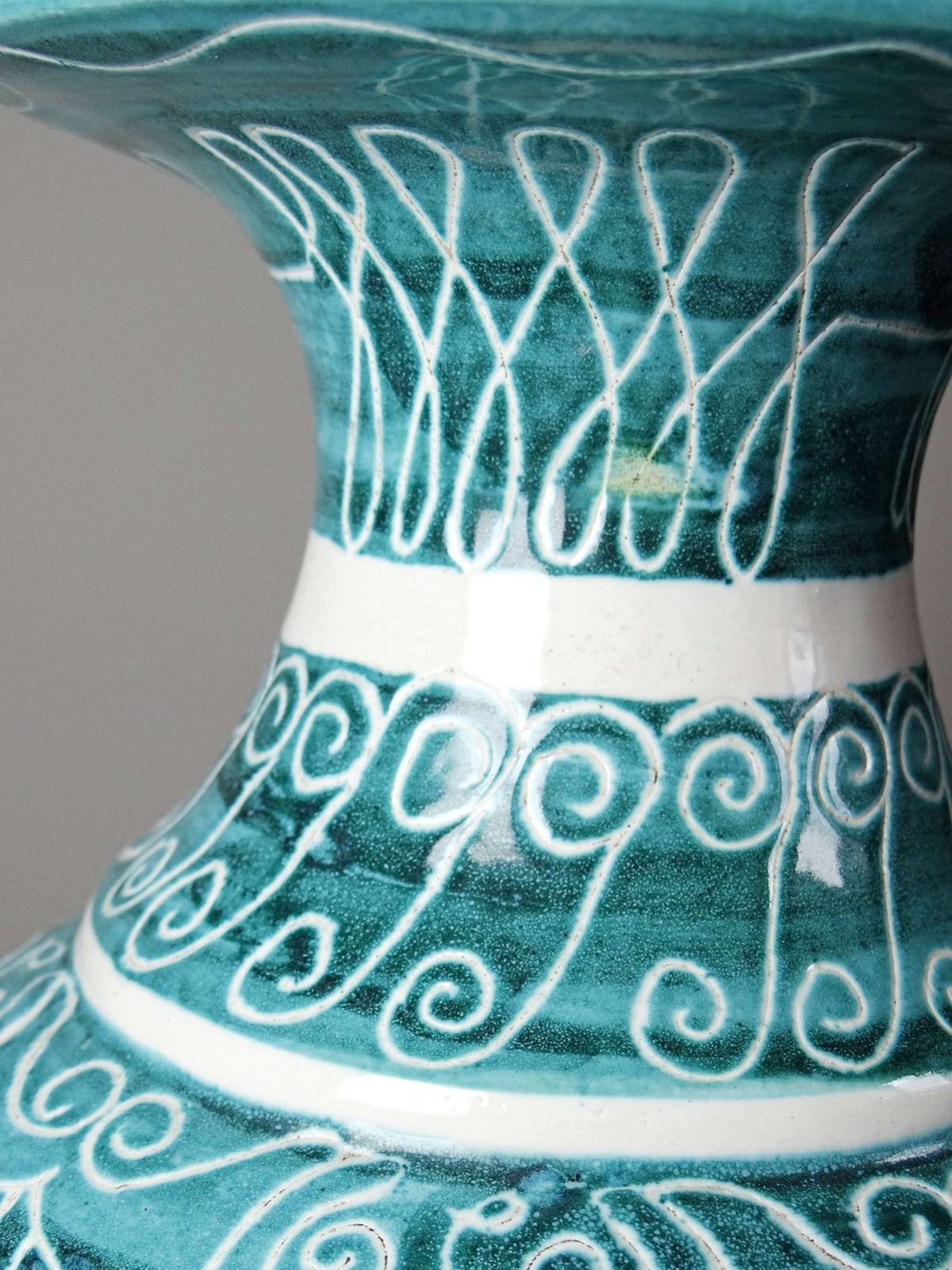 Vintage Vase Balusterform aus Keramik in Türkis