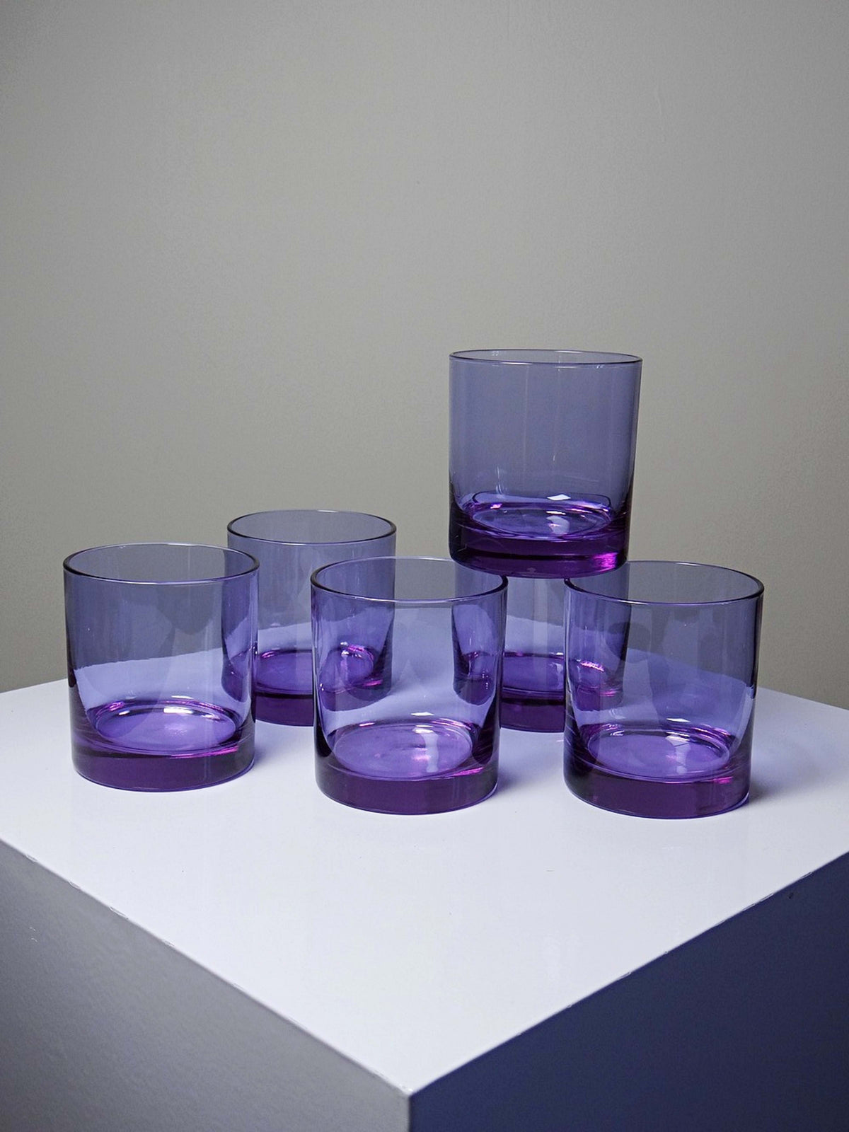 Set von 6 Vintage Whiskygläser aus Amethyst-Kristall, Mid-Century
