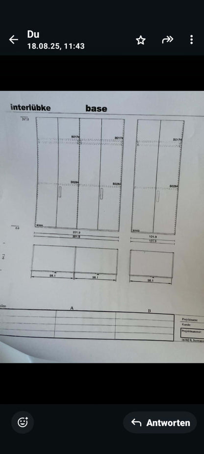 Vintage Kleiderschrank Base von Rolf Heide für interlübke Mattlack silbergrau