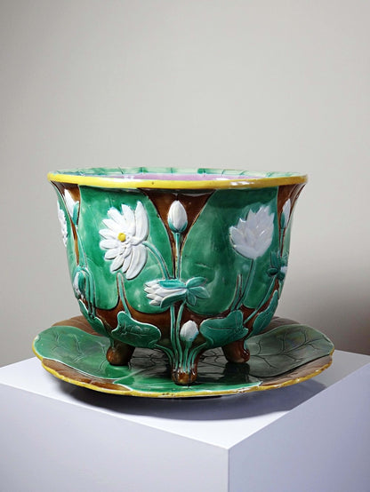 Vintage Jardinière Majolika J. Holdcroft zugeschrieben, England 1870-1880