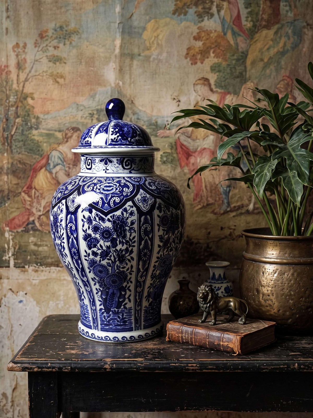 Vintage Deckeldose Boch Holland Royal Sphinx Delfter Blau
