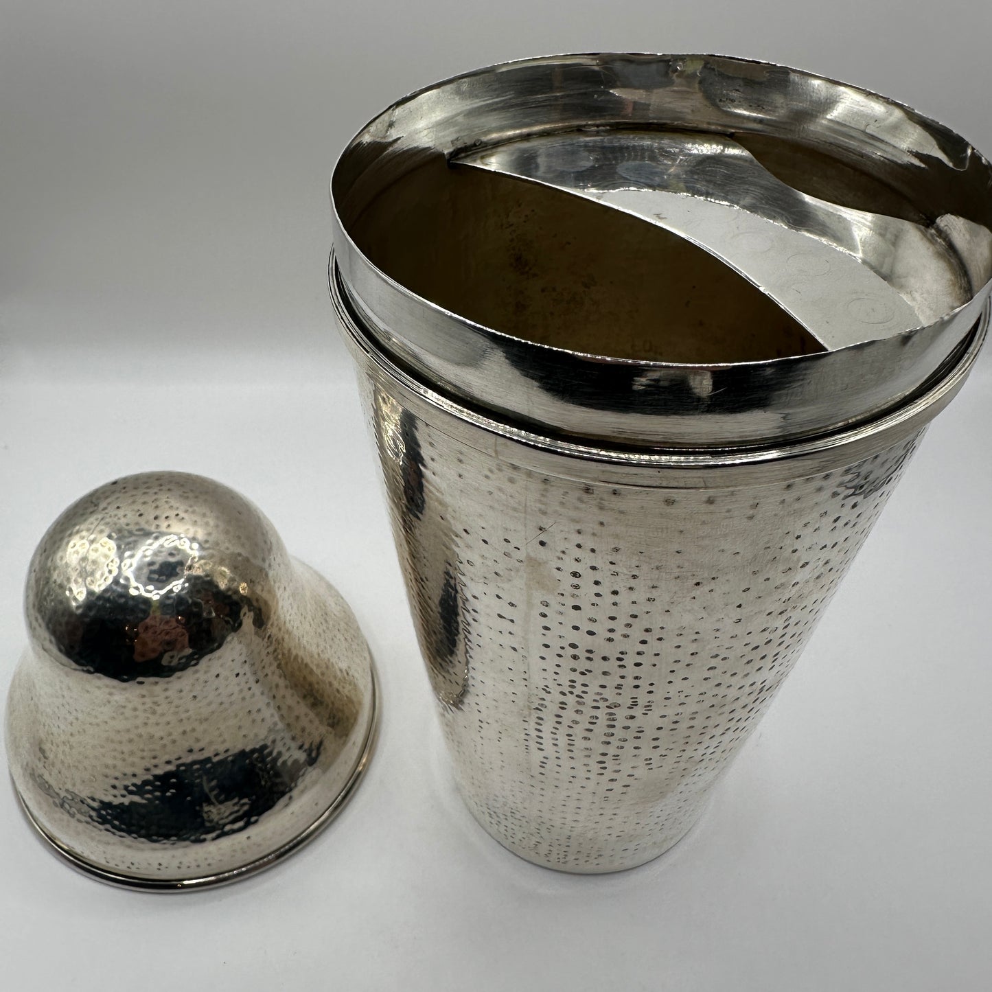 Seltener Martelé Cocktail Shaker 925er Sterling Silber handgehämmert