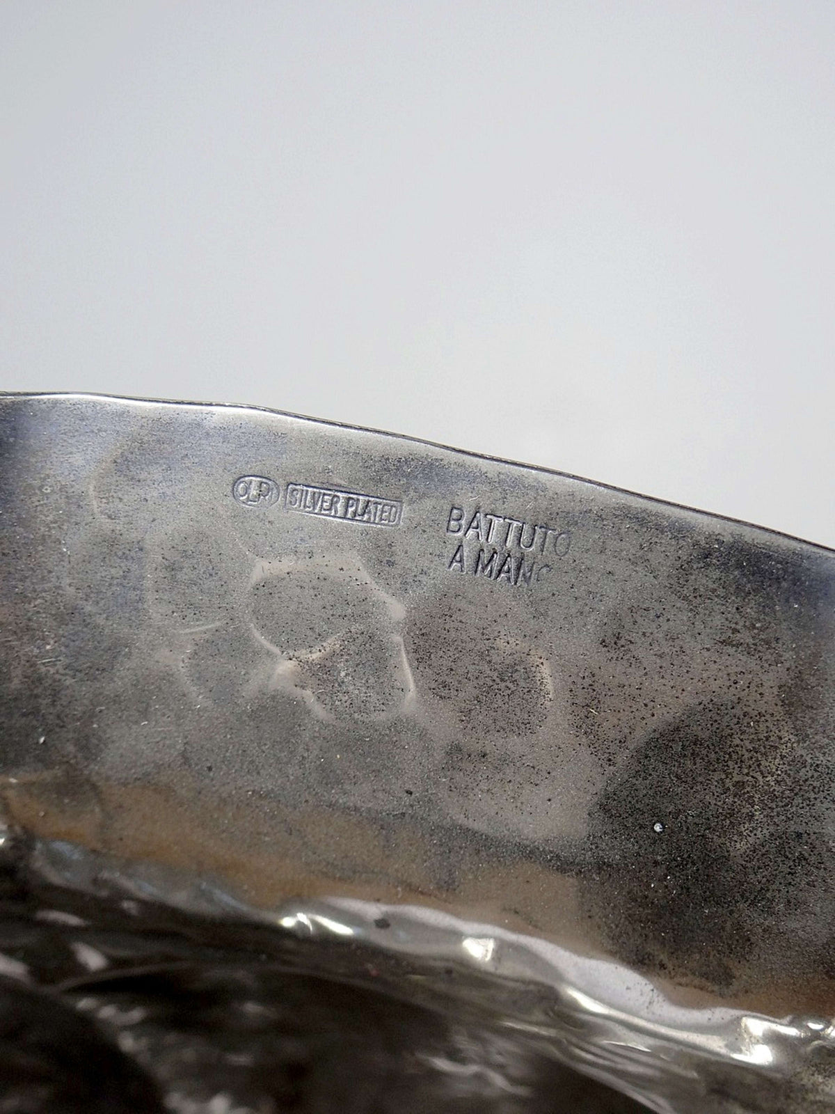 Vintage Servierschale Olri für Olri Italien Silberplattiert handgehämmert