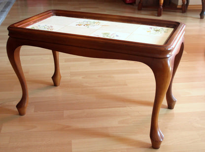Vintage Blumenbank im Chippendale-Stil, Holz und Keramik