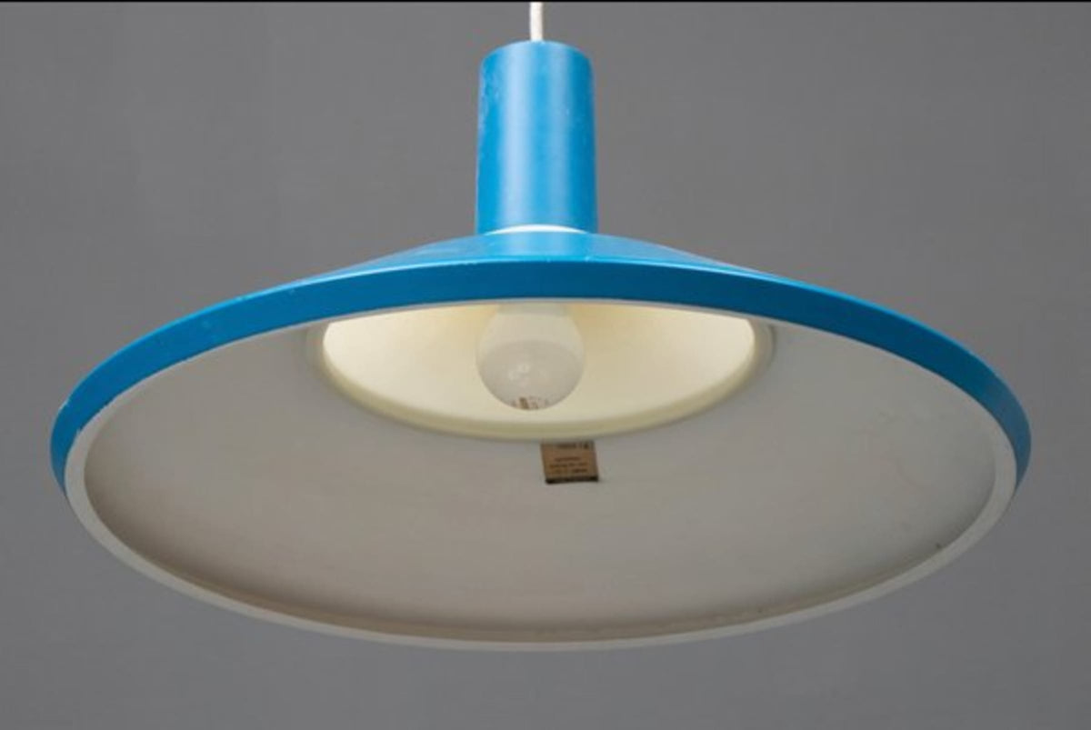 Vintage Deckenlampe von Louis Poulsen für Louis Poulsen Azurblau, Elfenbeinfarben