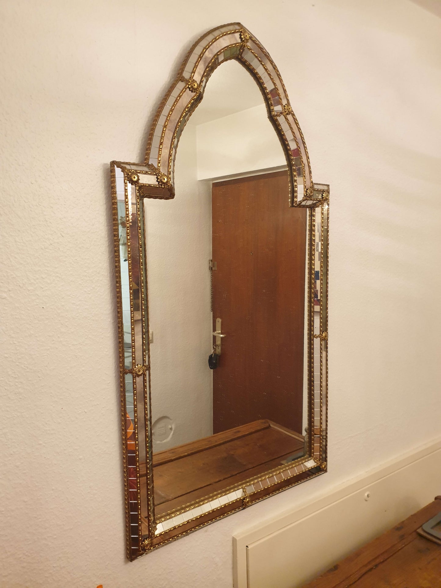 Vintage Spiegel Murano aus Spanien, Messing Kristallglas, 1990er