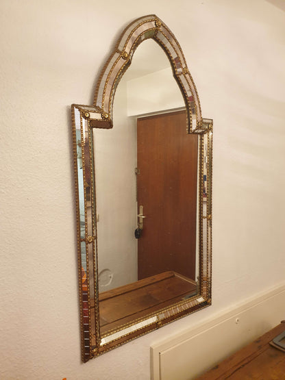 Vintage Spiegel Murano aus Spanien, Messing Kristallglas, 1990er