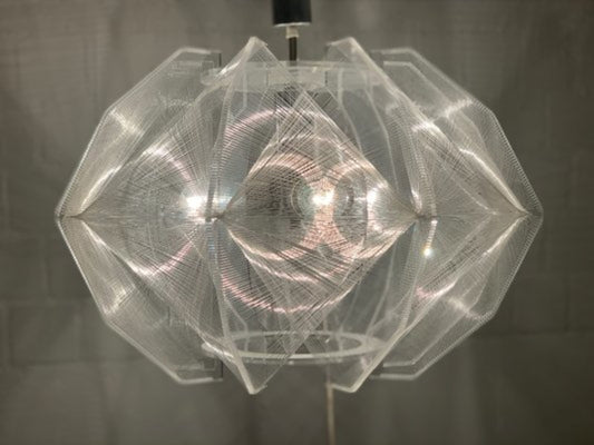 Vintage Deckenlampe von Paul Secon für Sompex durchsichtig, silber, weiß Set von 2