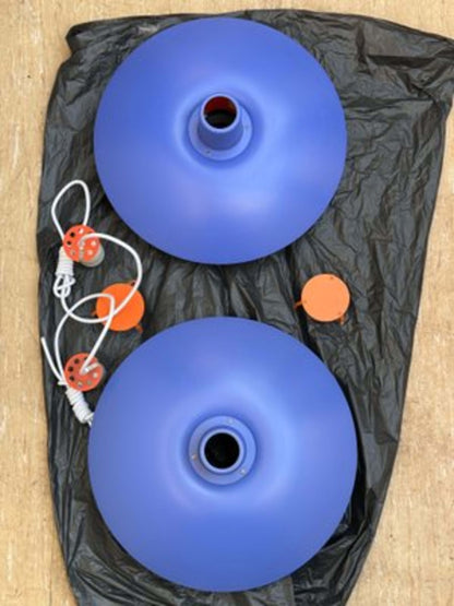 Vintage Pendelleuchte PH 4/3 von Poul Henningsen für Louis Poulsen azurblau Set von 2