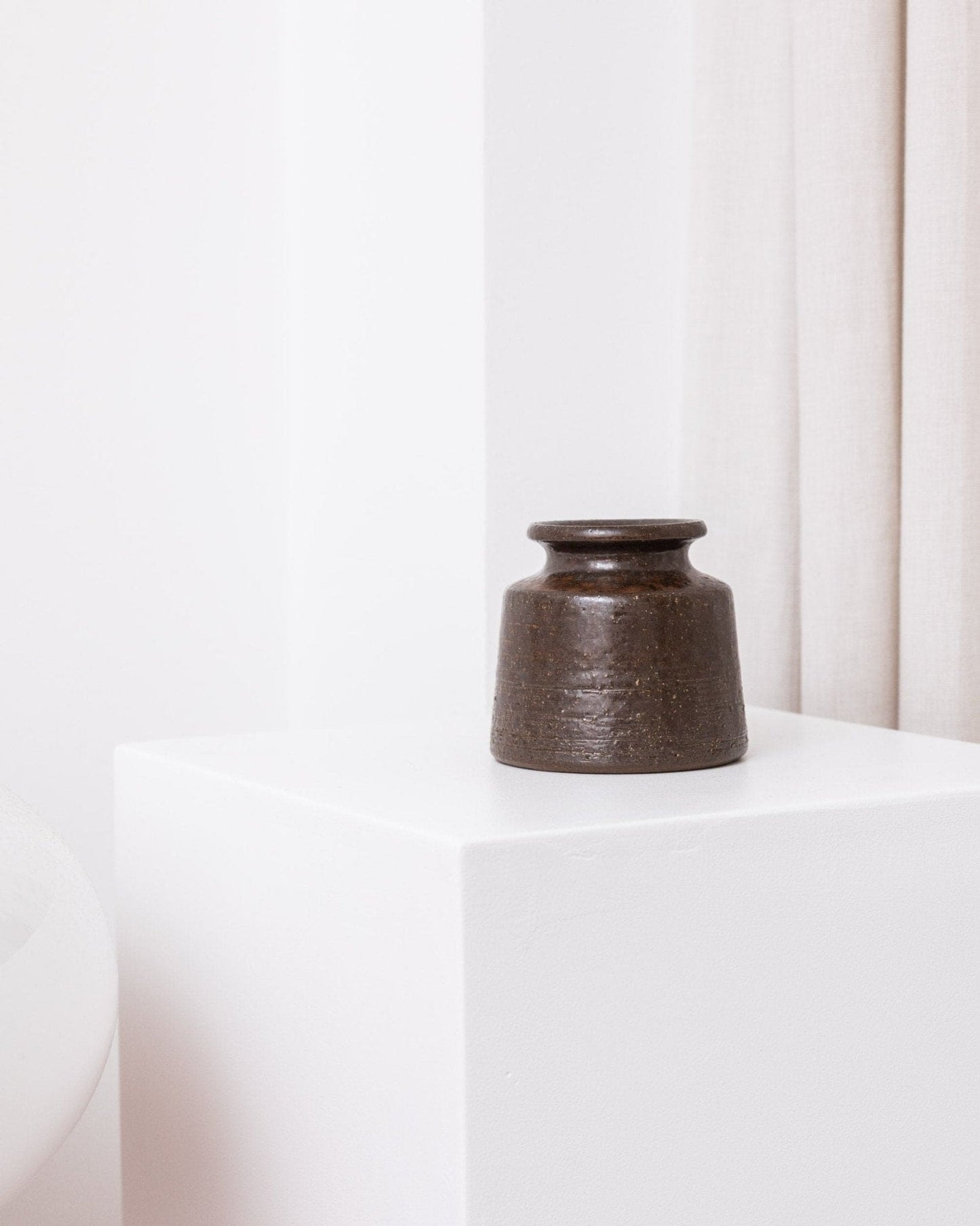 Vintage Keramikvase organische Form dunkelbraun von Rudi Stahl Studio Mid Century 1960er