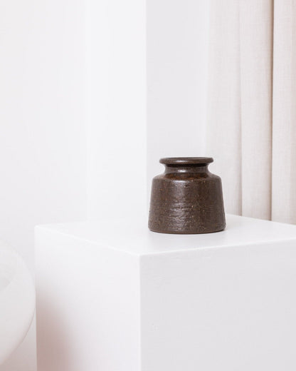 Vintage Keramikvase organische Form dunkelbraun von Rudi Stahl Studio Mid Century 1960er