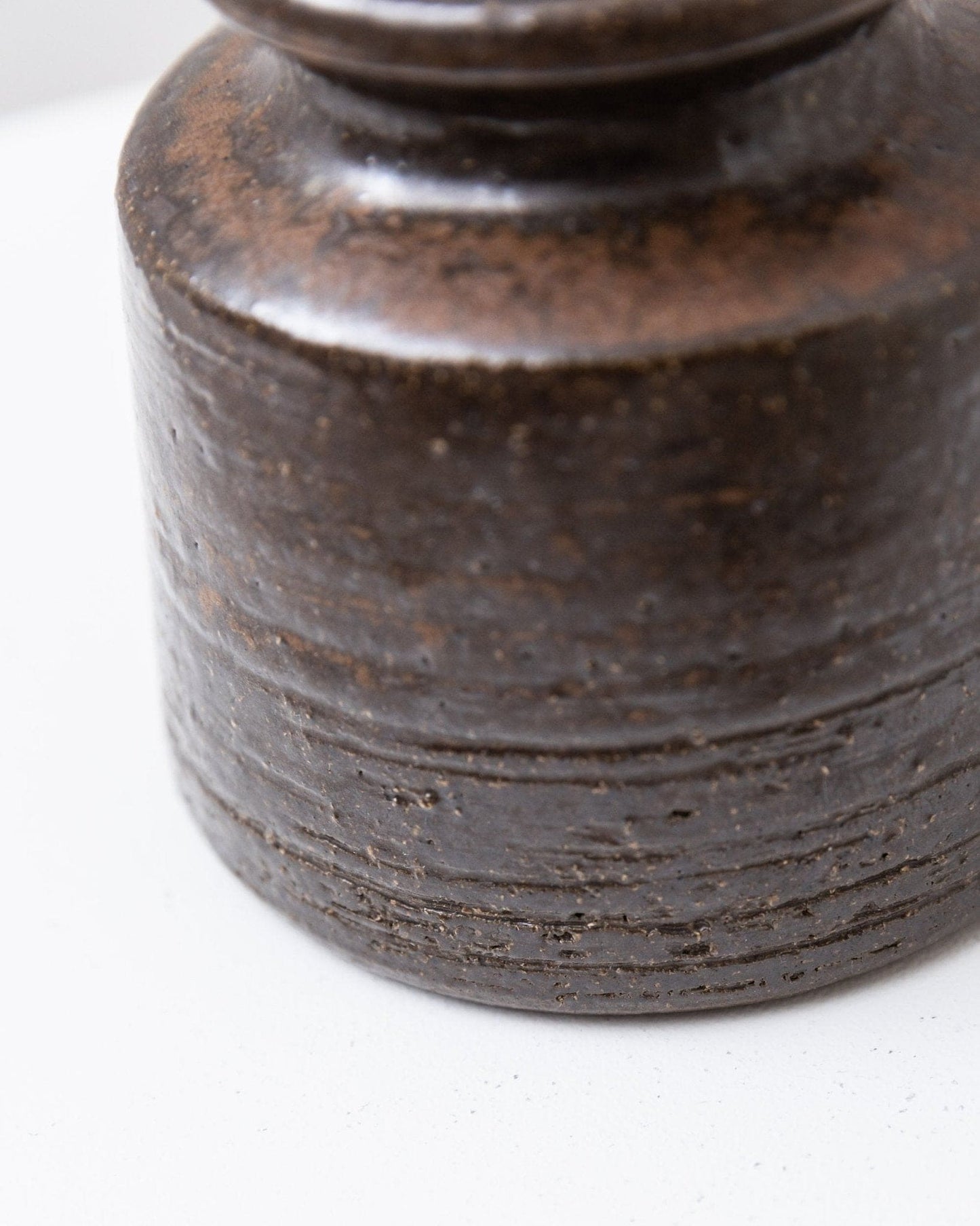 Vintage Keramikvase organische Form dunkelbraun von Rudi Stahl Studio Mid Century 1960er