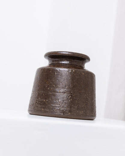 Vintage Keramikvase organische Form dunkelbraun von Rudi Stahl Studio Mid Century 1960er