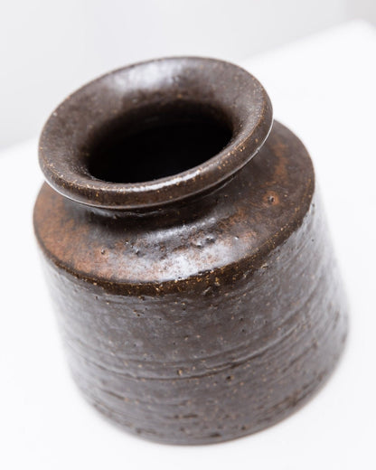 Vintage Keramikvase organische Form dunkelbraun von Rudi Stahl Studio Mid Century 1960er