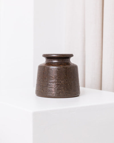 Vase vintage en céramique de forme organique marron foncé par Rudi Stahl Studio Mid Century 1960s