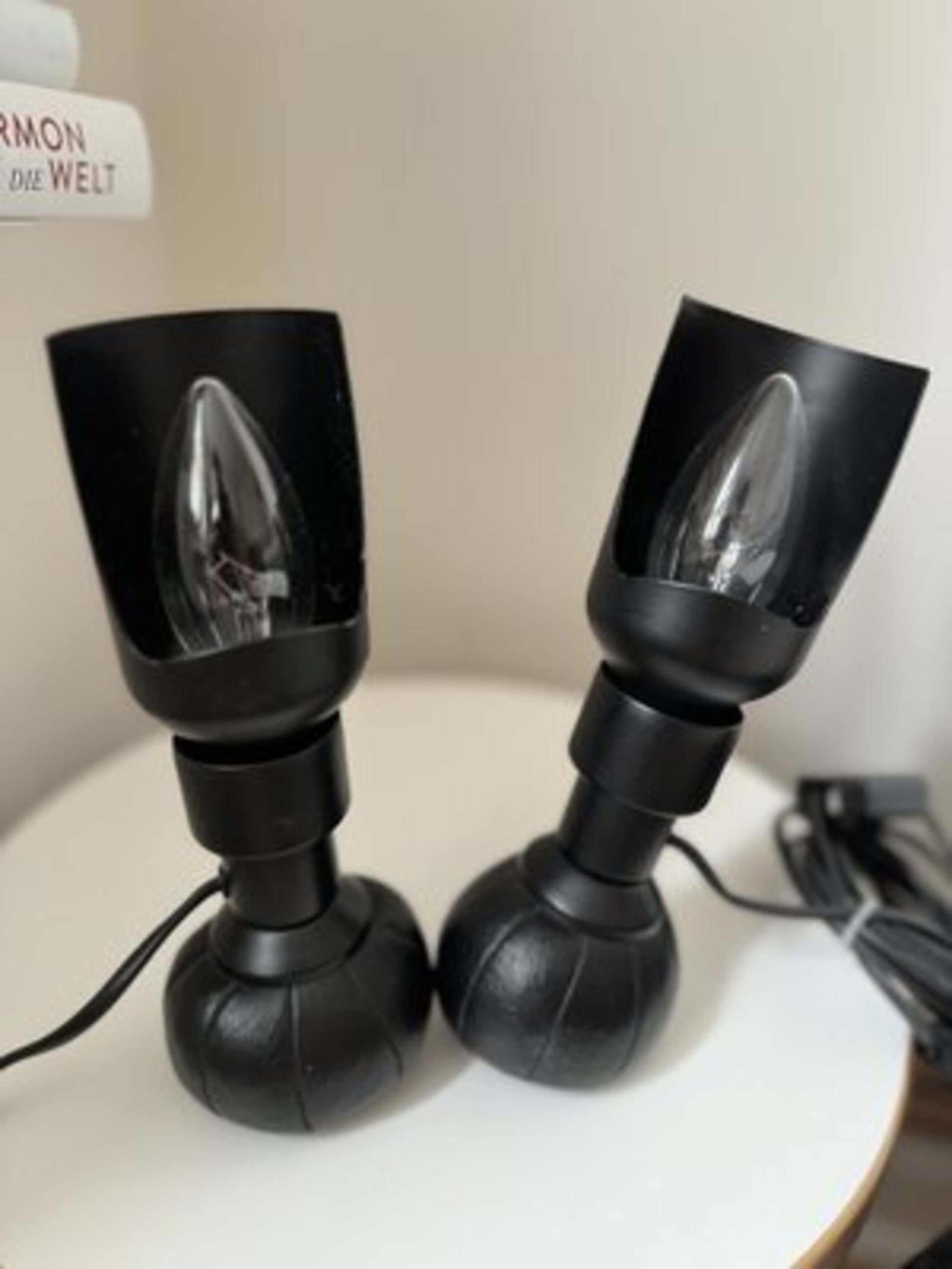 Vintage Tischlampe P600 von Gino Sarfatti für Arteluce, schwarz, Set von 2
