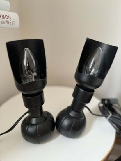 Vintage Tischlampe P600 von Gino Sarfatti für Arteluce, schwarz, Set von 2