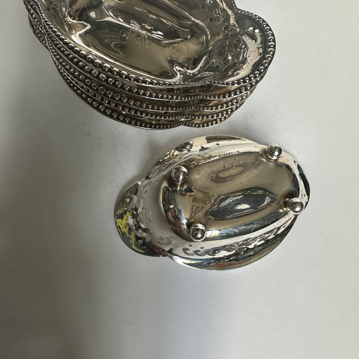 Bols vintage en argent sterling ajouré par Tiffany+Co, lot de 6