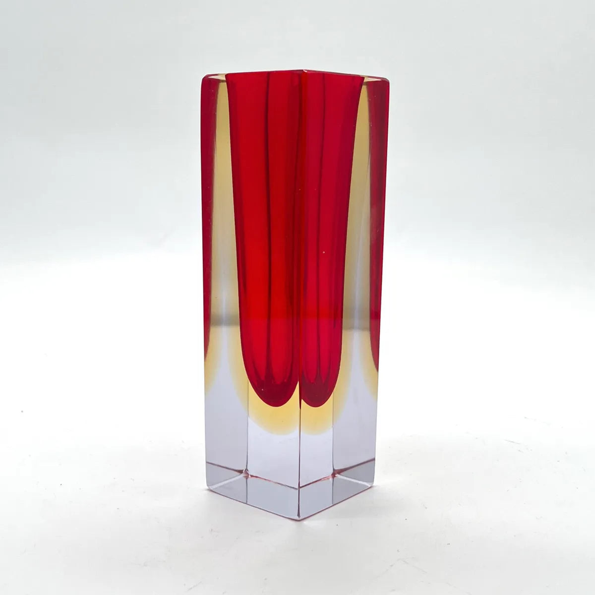 Vintage Sommerso Blockvase Murano Rot Gelb