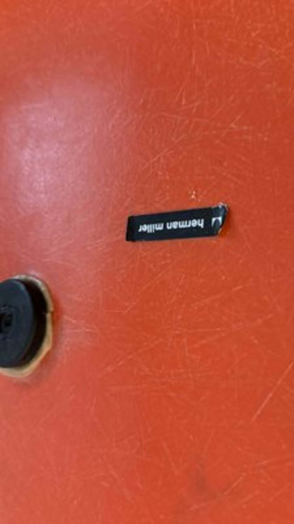 Vintage Schaukelstuhl RAR von Charles und Ray Eames für Herman Miller schwarz rot hellbraun