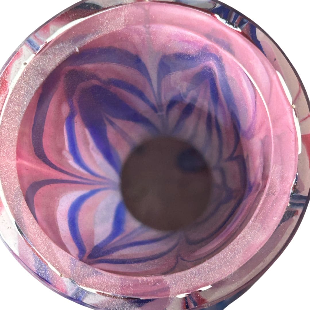 Vintage glass pop art floor vase in pink, blue and purple