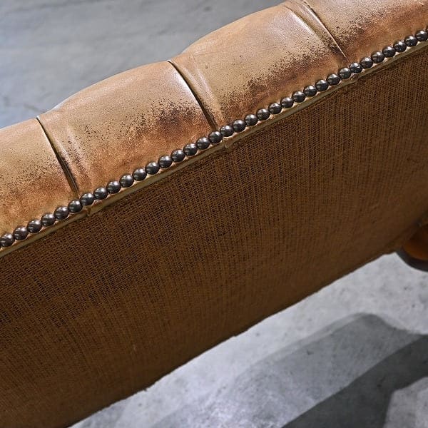 Vintage Sessel mit Ottoman Set von 1, britischer Stil, Leder, hohe Rückenlehne, gebraucht