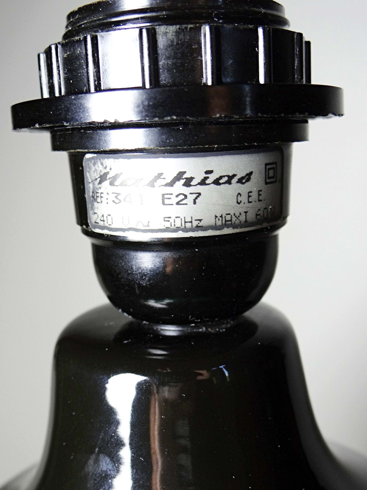Vintage Tischlampe Mathias, Keramik grün und schwarz, 1970er Jahre