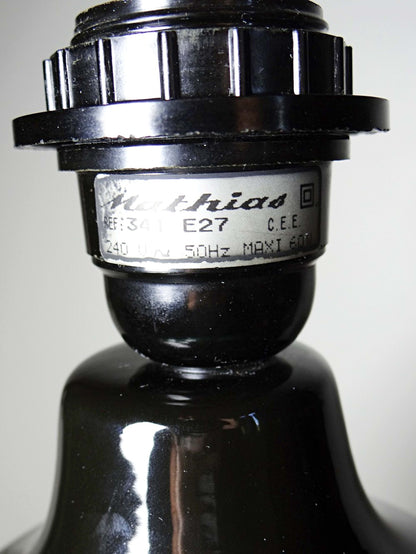Vintage Tischlampe Mathias, Keramik grün und schwarz, 1970er Jahre