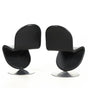 Vintage Set of 2 Chair 1-2-3 by Verner Panton for Fritz Hansen Black Leather
