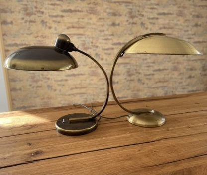 Vintage Tischlampe President 6750 von Christian Dell für Kaiser Idell Set von 2 Gold