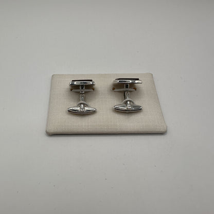 Vintage Manschettenknopf mit tiefrotem Intarsienstein aus 925 Sterling Silber