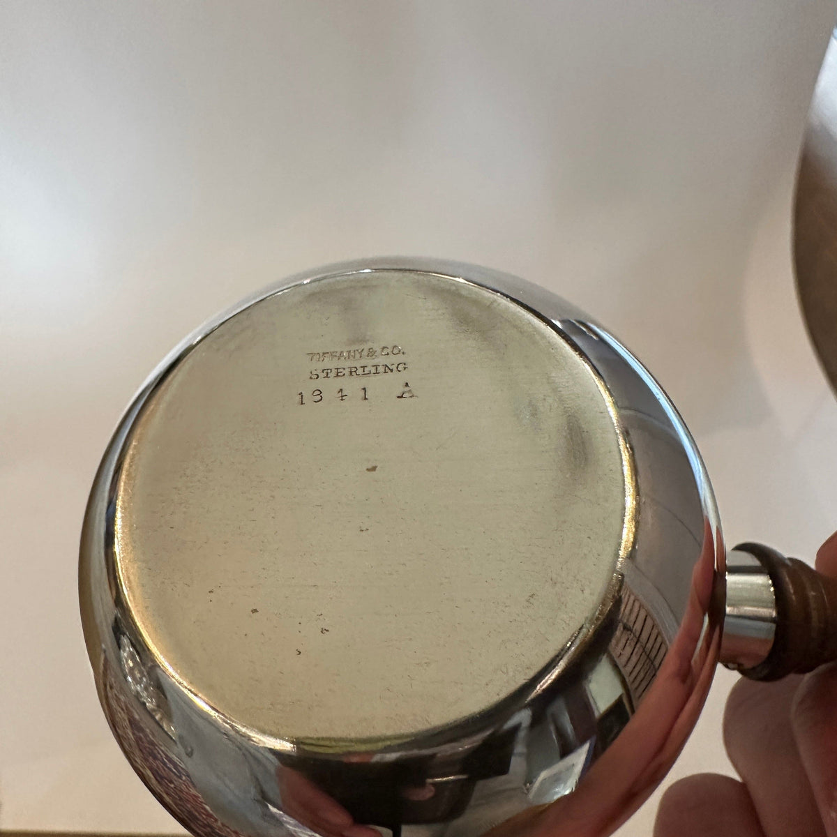 Saucière vintage avec manche en bois par Tiffany+Co Silver Modèle 1341