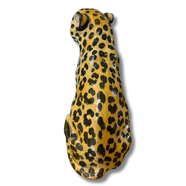 Vintage Terracotta Baby-Leopard handbemalt aus Italien 1970er