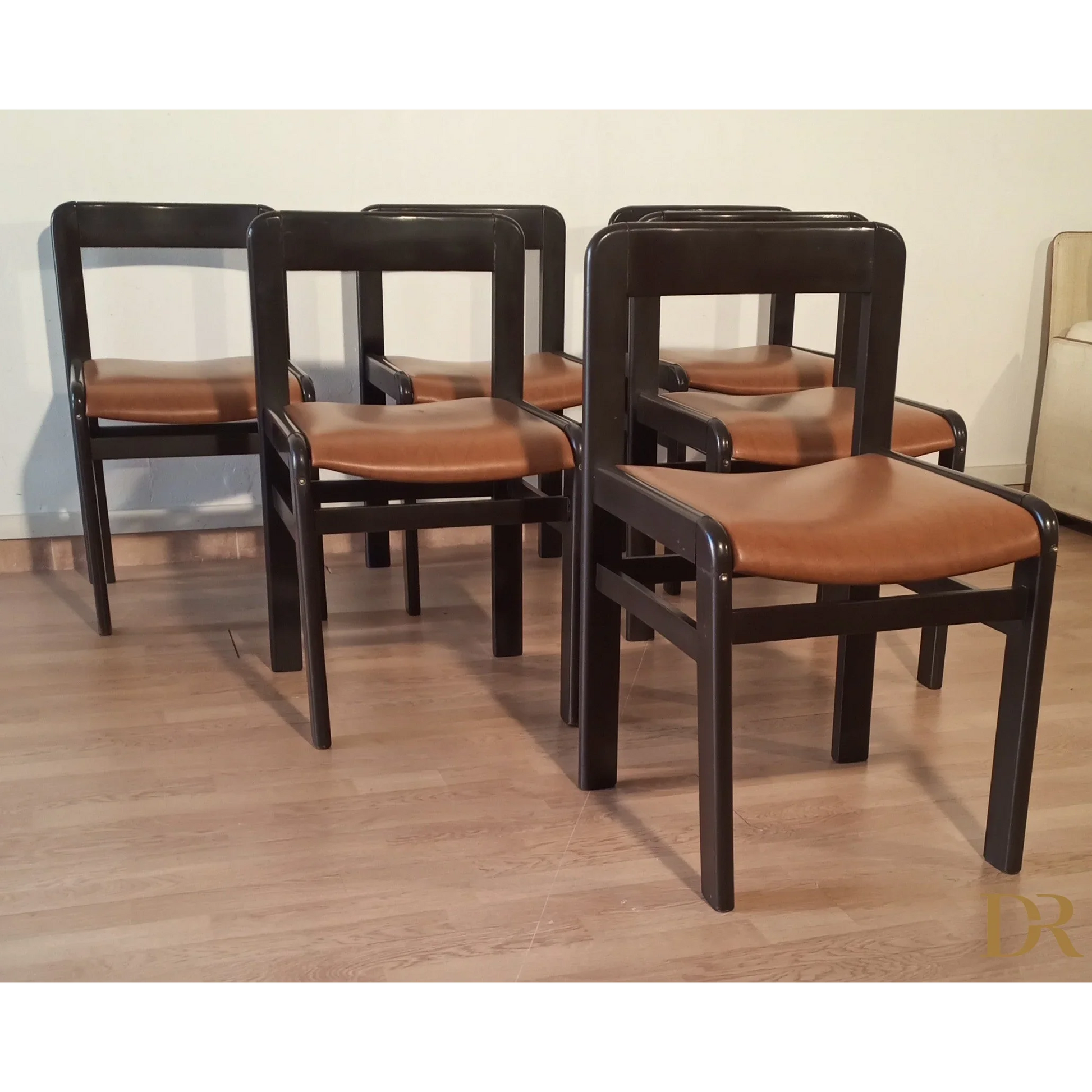 Brutalistische Vintage-Esszimmerstühle, 1970er Jahre, 6er-Set