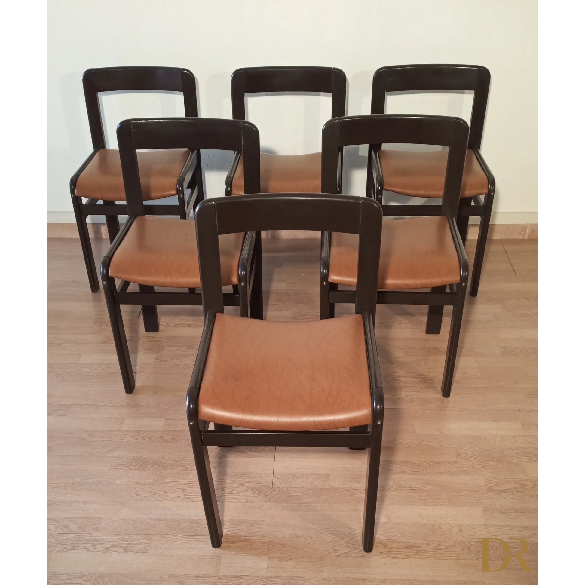 Brutalistische Vintage-Esszimmerstühle, 1970er Jahre, 6er-Set