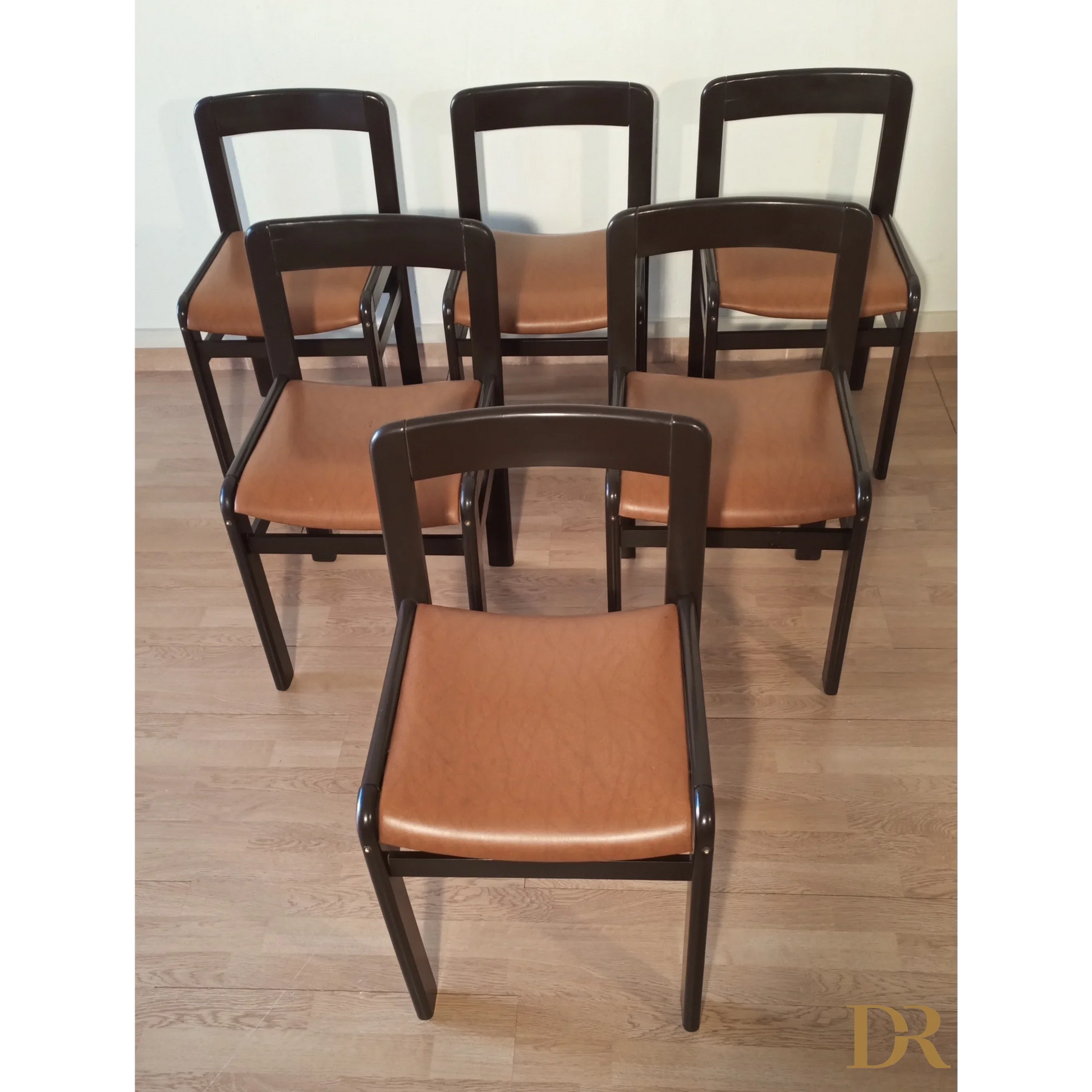 Brutalistische Vintage-Esszimmerstühle, 1970er Jahre, 6er-Set