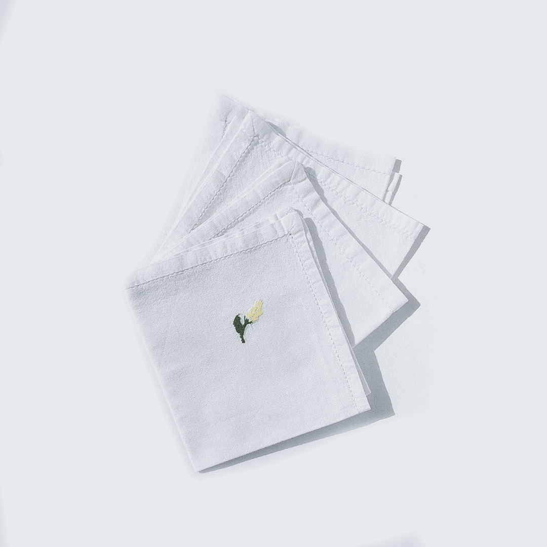 Vintage Napkin Cotton White, Blue Set of 4