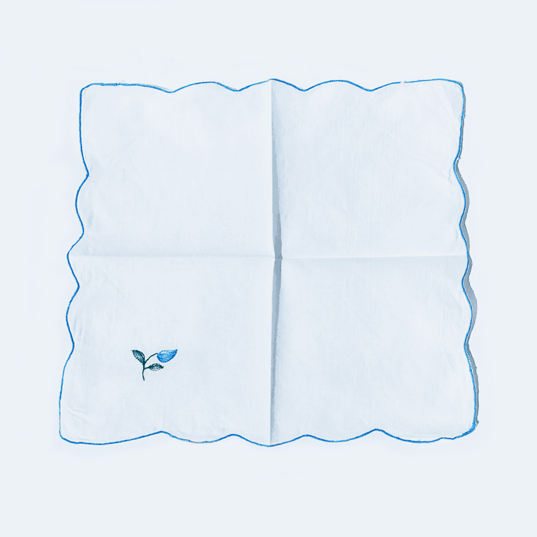 Vintage Napkin Cotton White, Blue Set of 4