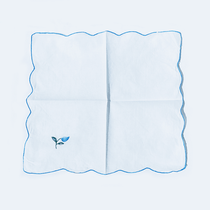 Vintage Napkin Cotton White, Blue Set of 4