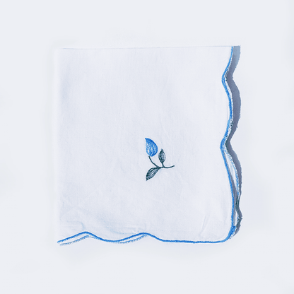 Vintage Napkin Cotton White, Blue Set of 4