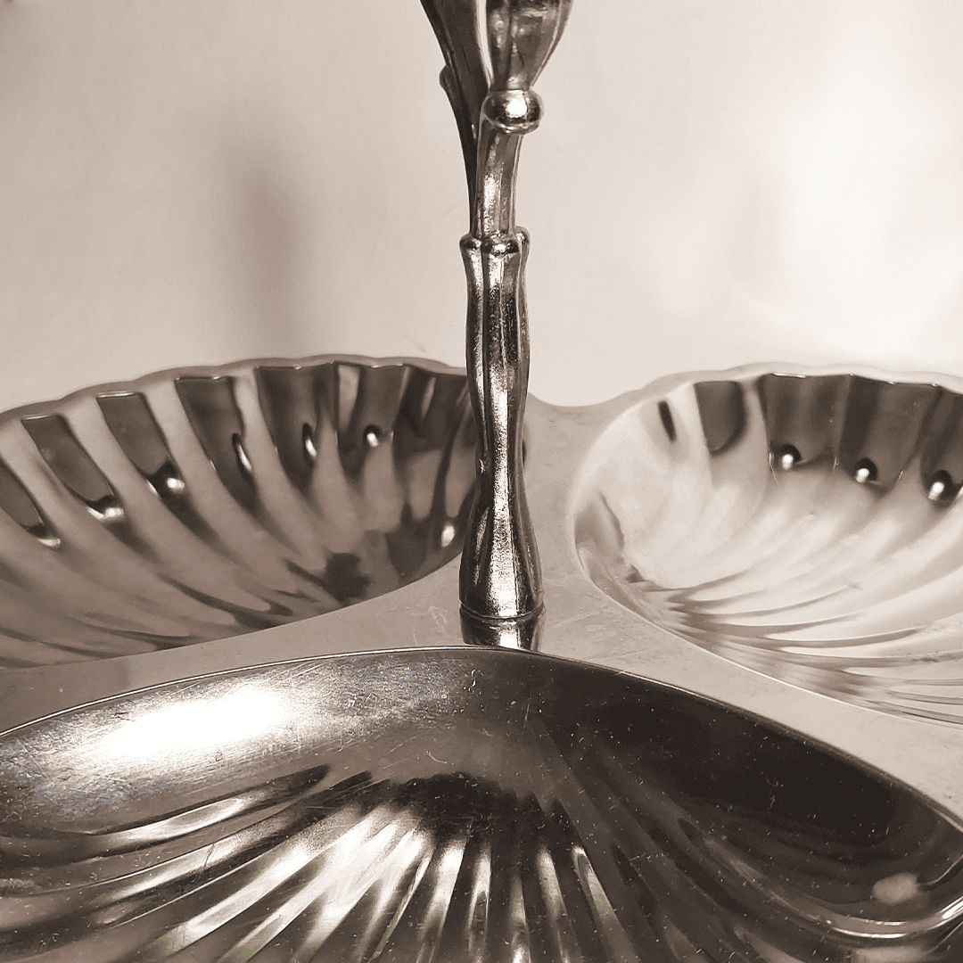 Vintage Serviteur Coquillage Inox Argenté