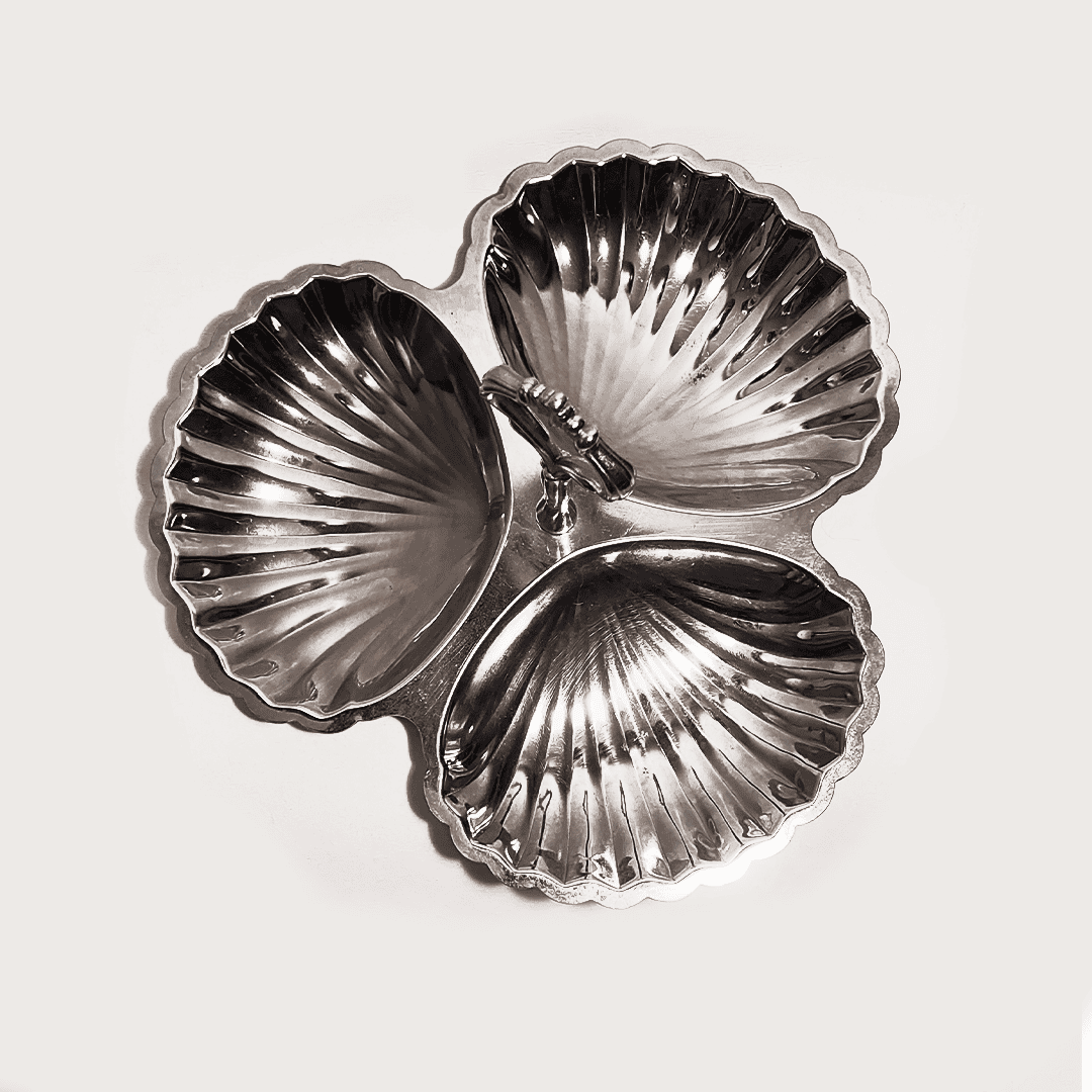 Vintage Serviteur Coquillage Inox Argenté