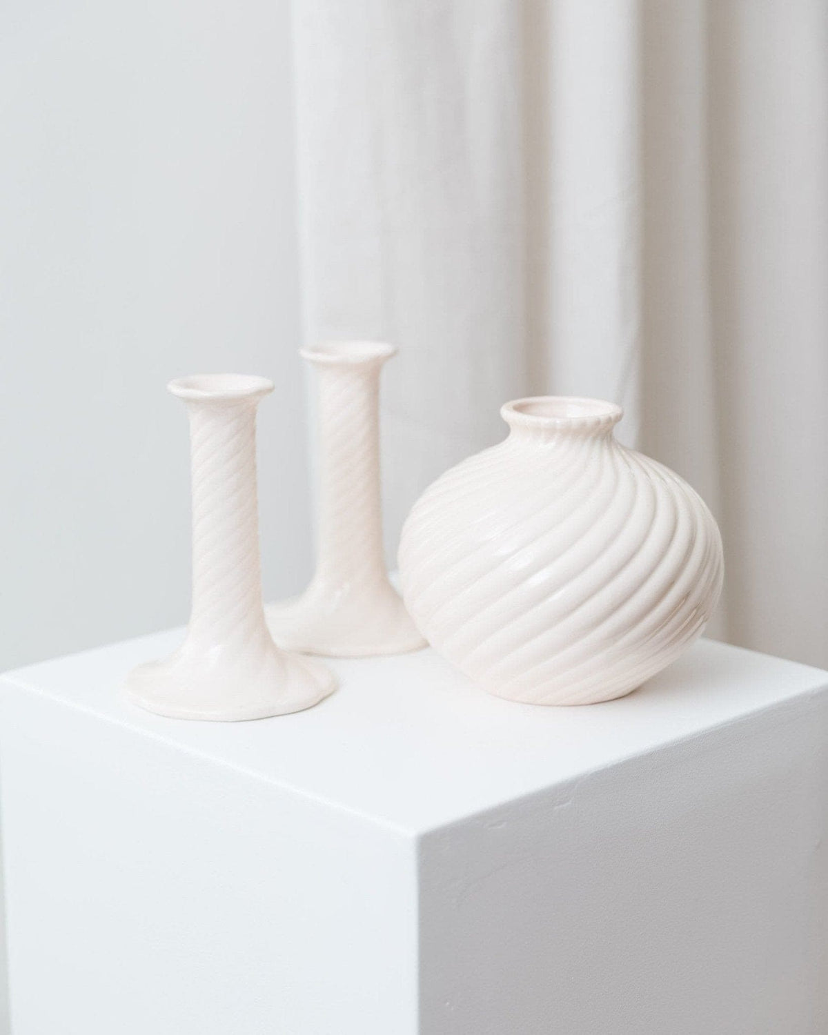 Bougeoir et vase vintage en céramique design milieu du siècle années 1970 lot de 2